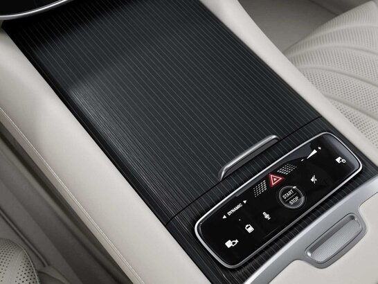 Zierelemente Holz Pappel anthrazit offenporig fine lines im Mercedes-Benz EQS 2026