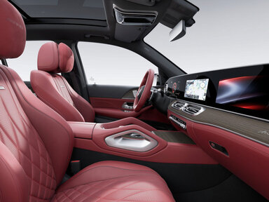 Interieur in MANUFAKTUR Sonderpolster Leder Exklusiv Nappa AMG karminrot/schwarz im Mercedes-AMG GLE