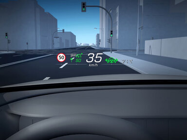 Das MBUX Augmented Navigation Head up Display des Mercedes-AMG GLE