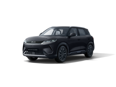 Schwarzer BYD ATTO 2 DM-i SUV mit vier Türen und markantem Kühlergrill