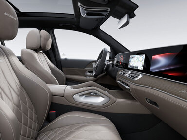 Interieur in MANUFAKTUR Sonderpolster Leder Exklusiv Nappa AMG tartufobraun/schwarz im Mercedes-AMG GLE