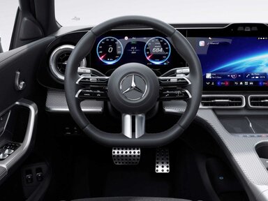 Das Multifunktions-Sportlenkrad in Leder Nappa in der Mercedes-Benz C-Klasse Elektro 2026