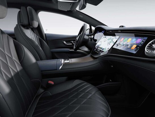 Leder Nappa schwarz / biscayablau im Mercedes-Benz EQS 2026