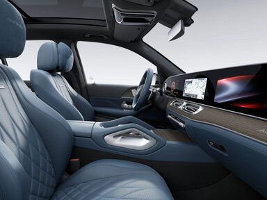 Interieur in MANUFAKTUR Sonderpolster Leder Exklusiv Nappa AMG yachtblau/schwarz im Mercedes-AMG GLE