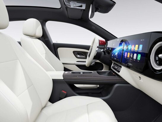 Das Lederfrei-Paket, Ledernachbildung ARTICO ivory beige/schwarz im Mercedes-Benz CLA Shooting Brake 2026